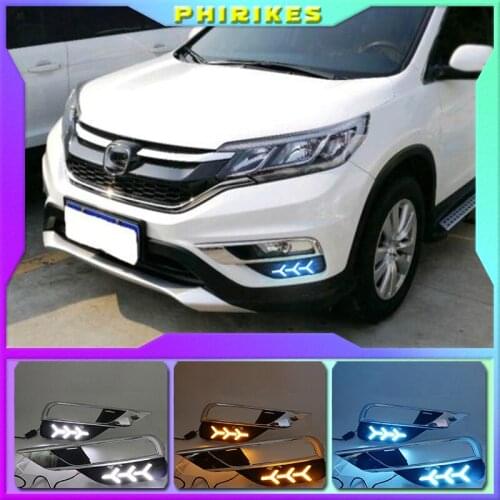 For Honda CRV CR-V 2015 2016 LED Car DRL daytime running light Bumper Front Fog lamp Turn Signal yellow