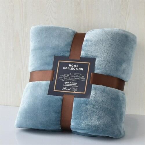 Coral Fleece Flannel Blankets For Beds Faux Mink Throw Solid Color Blue Sofa Cover Bedspread Soft Warm Winter Plush Blanket