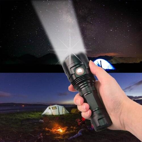 TopCom Power Light 10W Tactical Flashlight Portable Rechargeable LED Light 6-Mode 3 LED EDC Flashlight Torch For Camping Hunting