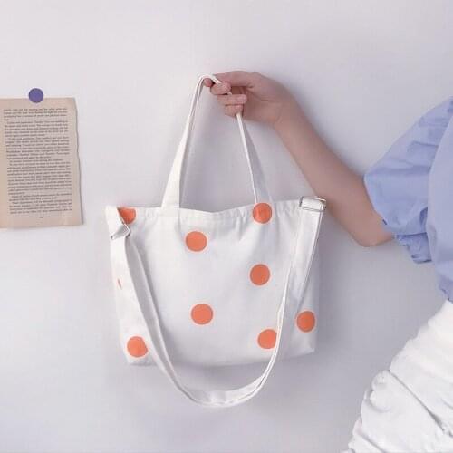 Canvas Totes Purses and Handbags for Women 2021 Fashion Girls Female Shoppers Casual Solid Color Polka Dots Joker Crossbody Bags