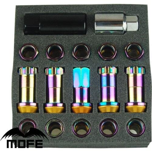 JDM Racing Wheel 44mm Neo-Chrome Steel Lug Nuts Lock /44mm Wheel Lock Lug Nuts set 1.25 X M12 20pcs