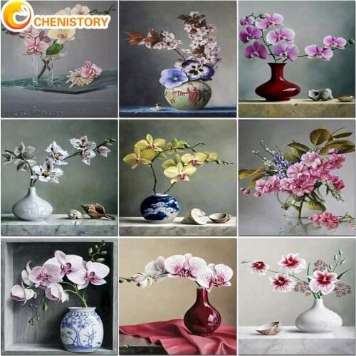 CHENISTORY Painting By Numbers Kits Scenery Handpainted Picture By Number Flowers Art Drawing Canvas Home Decor 60x75 Diy Frame