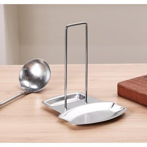 Spoon Rest Pot Lid Holder Stainless Steel Rack Shelf Stand Holder Utensil Organizer Home Storage Soup Spoon Rests Kitchen Tool