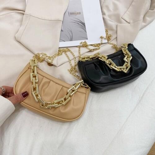Fashion Pleated PU Leather Shoulder Messenger Bags For Women Casual Solid Ladies Chain Top-handle Handbags Small Crossbody Bags