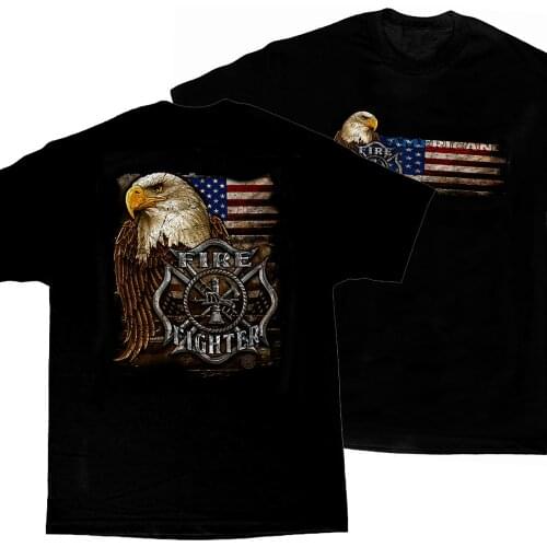 Fashion Fire Badge USA Flag Bald Eagle The First Responder Fireman T-Shirt. Summer Cotton Short Sleeve O-Neck Mens T Shirt S-3XL