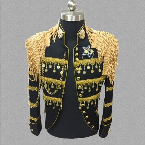 Tassel blazer men suits designs jacket mens stage costumes singers clothes dance star style dress masculino homme black white