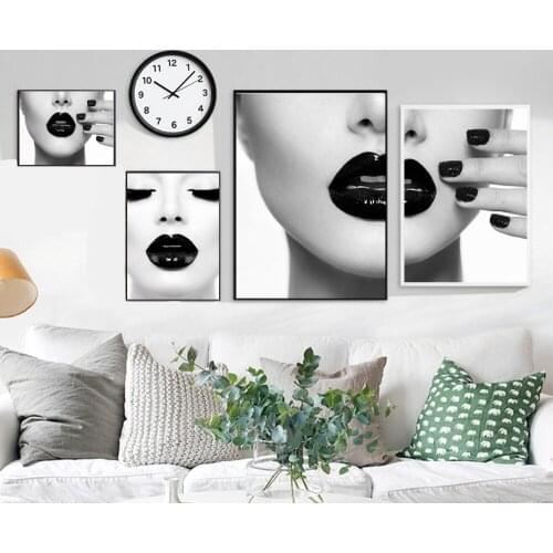 Black White Sexy Women Lips Wall Art Canvas Painting Nordic Posters and Prints Scandinavian Picture for living Room Decoration