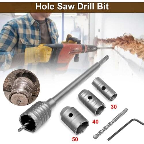 2021 New 3Pcs 30mm/40mm/50mm SDS Plus Shank Hole Saw Cutter Concrete Cement Stone Wall Drill Bit with Wrench