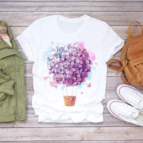 2021 New Style Summer Flower Pattern Interesting Plant Printing New Womens Short-Sleeved T-shirt loose Top Clothing