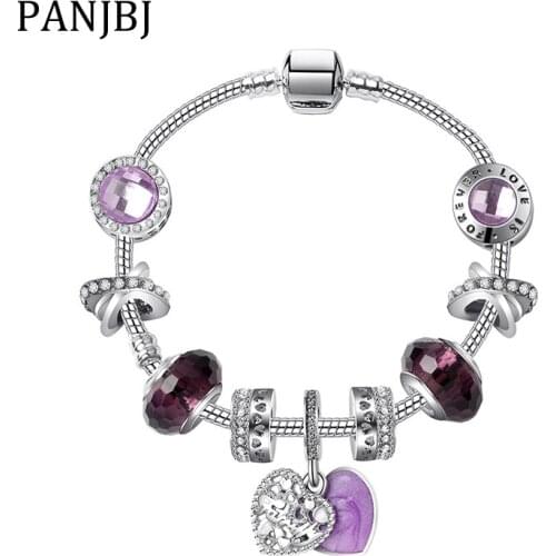 Silver Plated Bead Bracelet Forever Love Family Heart Galaxy Snake Chain Basic Charm Bracelet For Fashion Women DIY Jewelry Gift