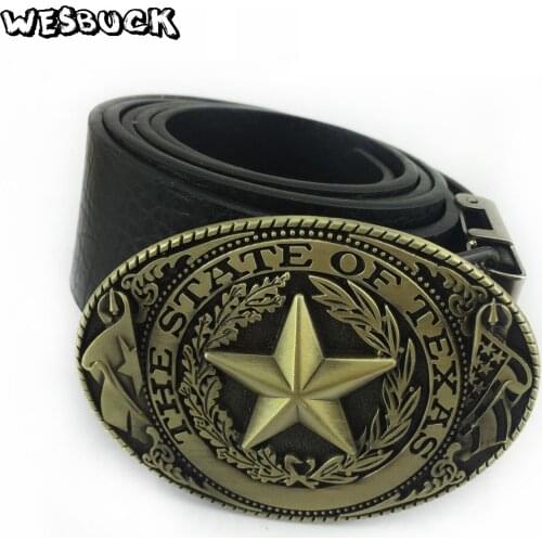 5 PCS MOQ WesBuck brand western buckle pentagram amount OF zinc alloy wear-resistant men belt buckle for 4.0 belt
