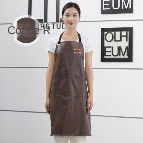 Adjustment Leather Apron Waterproof Stain-Resistant with Two Pockets Pinafore Kitchen Chef Baking Cooking for Women Men
