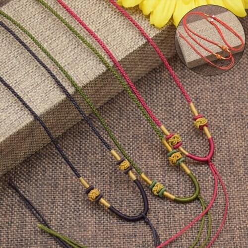 Adjustable Leather Wax Cord Handmade Braided Rope Necklaces Pendant Charms Lobster Clasp String Jewelry