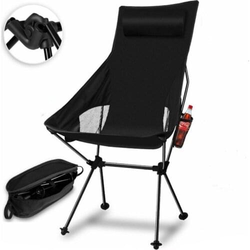 Outdoor folding chair portable ultra light leisure lazy lounge chair camping beach fishing aluminum alloy large moon chair