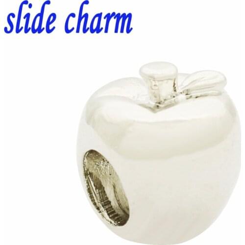 Slide charm Free shipping Christmas Eve an apple amulet charm beads fit Pandora bracelet