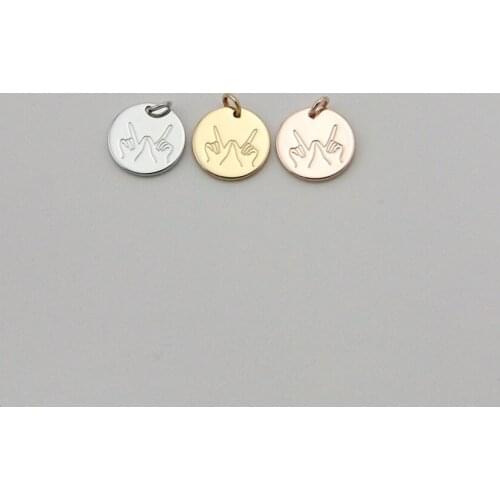 Trending Custom Jewelry whatever Disc Engraved Hand Gestures Pendant Jewelry Accessories