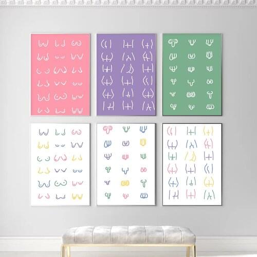 Sexy Ass Bathroom Funny Poster Nude Lines Chest Prints Willis Cute Art Painting Mural Nordic Modern Fashion WC Decor Frameless