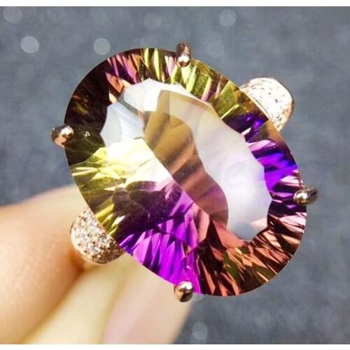 Ametrine ring 925 sterling silver Fine jewelry 13*18mm 11CT big gemstone Fine handworked jewelry Women rings #JC18073109