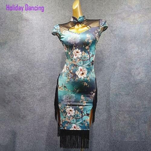 Women Latin Dance Dress Sleeveless Bare Back Dancing Practise Cloth Samba Tango Chacha Dancing Performamnce W257