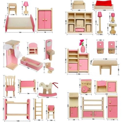 1 Set Miniature Doll House Wooden Toy Furniture Child Play Toys Gift For Dollhouse Life Scene Decor Kids Birthday Christmas Gift