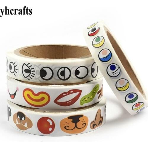 1 Roll(1000PCS)/LOT,Mouth stickers in paper roll Craft material Eye nose mouth stickers DIY tools Kids diy toys Activity items