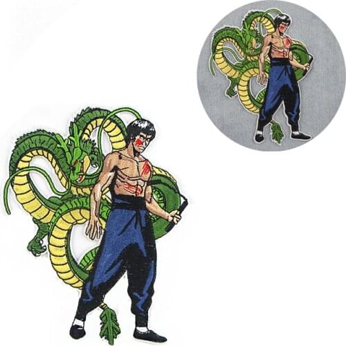 R948 1pcs The Legendary Bruce Lee Cool Figure Pacth Stickers Iron On Patches For Backpack Handbag Creative Diy Patch