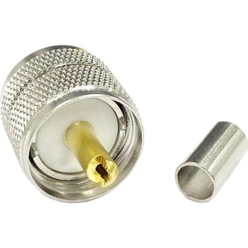 1pc UHF (PL259) Male Plug Crimp RF Connector For LMR195 RG58 Cable straight nickel Fast Shipping New Adapter