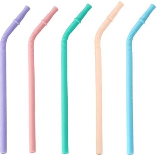 200Pcs/Lot New design Colorful Reusable Folding Silicone Bend Drinking Straw For Children Recycleable Straws Wholesale
