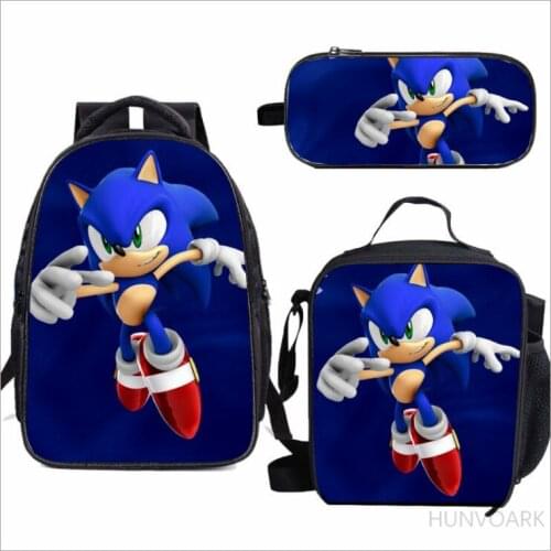 3Pcs/set SONIC RACING Backpack 3D Print School Bag Sets for Teenager Boys Girls Cool Cartoon Kids Schoolbags Children Mochilas
