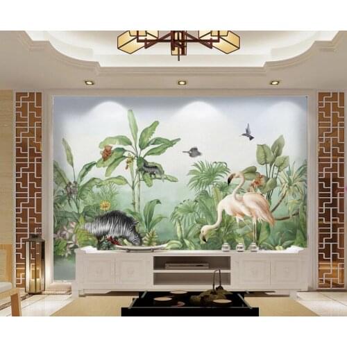 Customized 3D mural wallpaper tropical amorous feelings plants flowers tropical rainforest background wall decoration painting