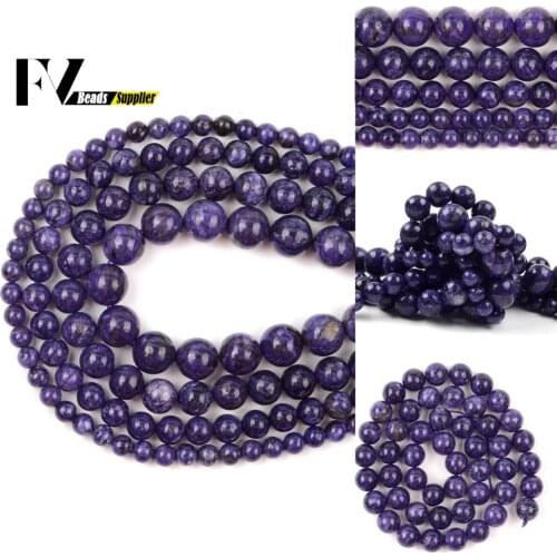 6mm-12mm Natural Purple Charoite Round Loose Spacer Stone Beads For Needlework Jewelry Making Diy Necklace Bracelet 15