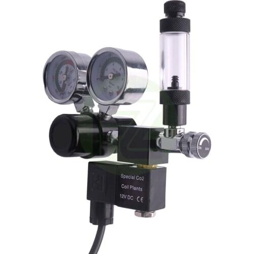 Aquarium CO2 Regulator DC Solenoid Valve With Bubble Counter Check Valve and Double Guage for Inner and Output Pressure Indicate