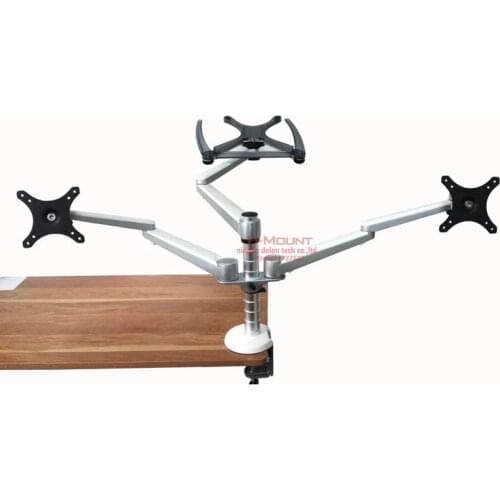 Aluminum OA-10S 10-27" Double arm dual screen desktop mount monitor table stand +laptop desk mount stand monitor tray