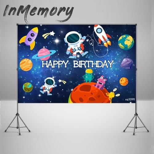 Astronaut to The Moon Photo Background Outer Space Theme Backdrop for Kid 1st Birthday Space Party Planet Birthday Decoration