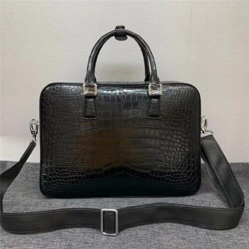Authentic True Crocodile Belly Skin Businessmen Briefcase Large Working Purse Genuine Real Alligator Leather Male Laptop Handbag