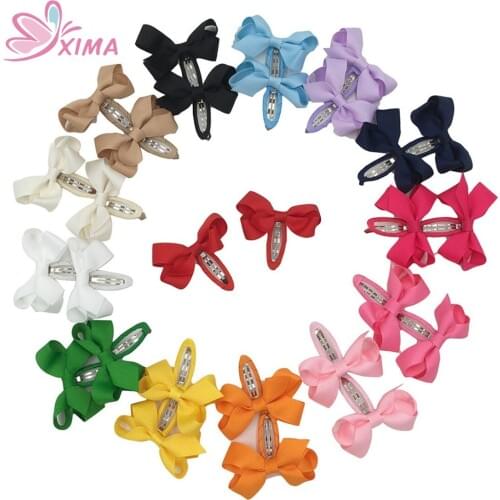 XIMA 28pcs/lot 3''Grosgrain Ribbon Hair Bow with Bobby Pin for Headwear Kid Hair Clip Hair Accessories