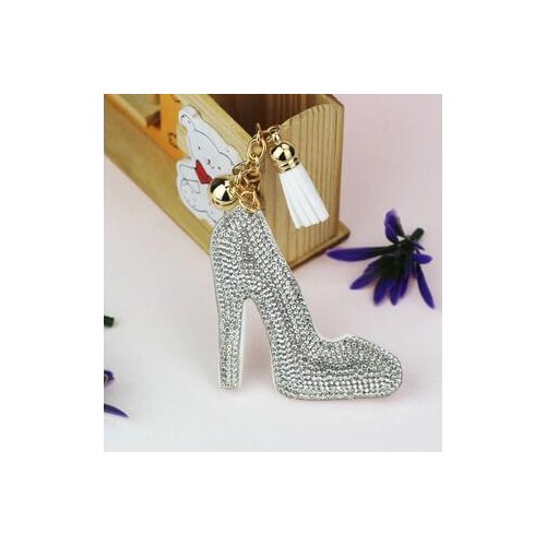 10pcs/lot creative style woman rhinestone high-heel keychain female faux leather high-heel key ring