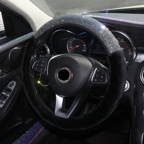 Faux fur purple bling steering wheel cover 15” bling for mercedes bmw honda crv girls women pink diamonds cute car accessories