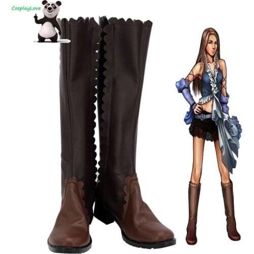 FF10 Final Fantasy X-2 Yuna Lenne Brown Cosplay Shoes Long Boots Leather CosplayLove For Halloween Christmas