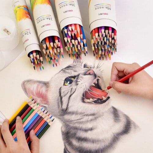 Cute Kawaii 12/24/36/48 Colored Pencil With Free Pencil Sharpener Lapis De Cor Artist Painting Sketch Oil Water Color Pencil Set