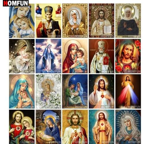 HOMFUN Full Drill Diamond Painting "Religie Figuur" DIY Picture Of Rhinestone 5D Diamond Embroidery Cross Stitch Decor