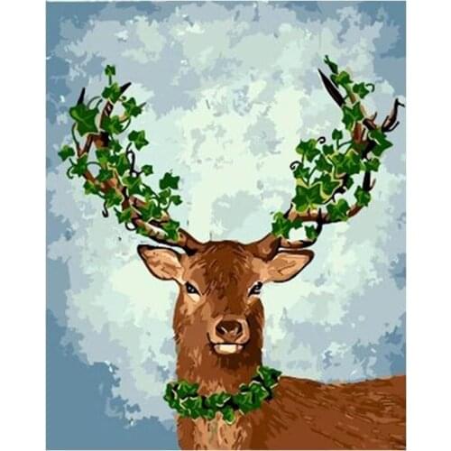 Oil Pictures By Numbers Deer On Canvas Adults Animal 40x50 Framed Coloring Drawing Acrylic Paint By Numbers Home Decoration Art