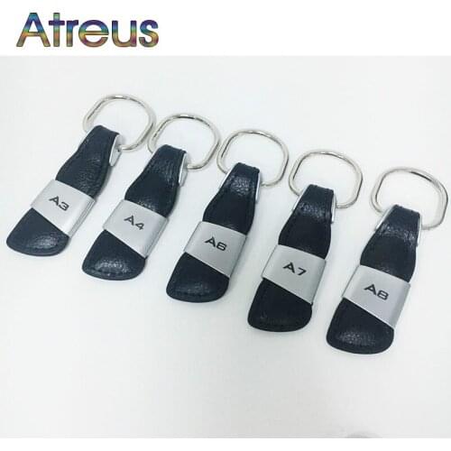 For Audi A1 tt A8 D3 A4 B8 B6 B5 B7 B9 A3 8P 8V 8L Q3 Q5 Q7 A5 A6 C6 C5 C7 A7 Car Gift Metal Accessories Leather Keychain Ring