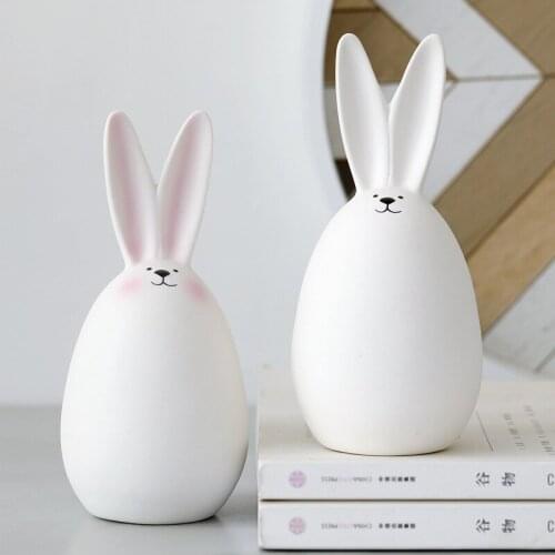 Creative Ceramic Cute Rabbit Small Animal Living Room Tv Cabinet Hallway Showroom Home Decorations Mini Ornaments