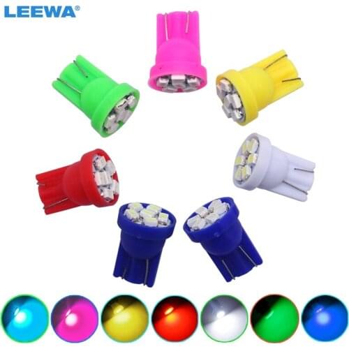 LEEWA 100pcs Power Car Auto T10 W5W 194 168 1206 6 SMD Wedge LED light Bulbs DC12V White,red,green,yellow,pink,ice blue #CA1749