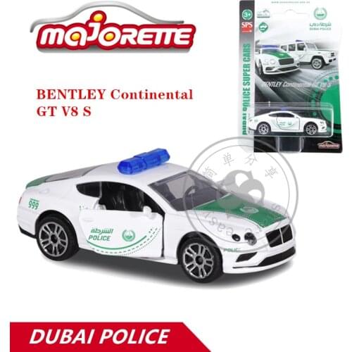 Majorette 1/64 DUBAI POLICE SUPER Cars BENTLEY Continental GT V8 S Hot Pop Kids Toys Motor Vehicle Diecast Metal Model