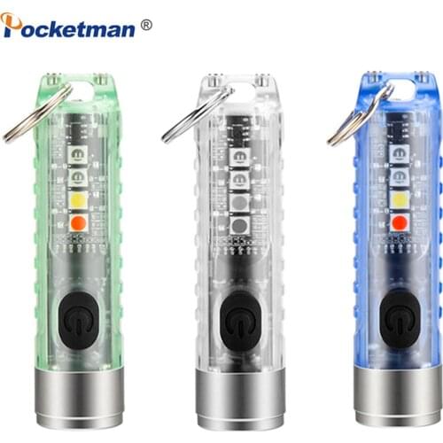 Mini LED Flashlight 5 Mode 3 Light Source Magnetic Work Light USB Rechargeable Flashlight Waterproof Torch Lantern with UV Light