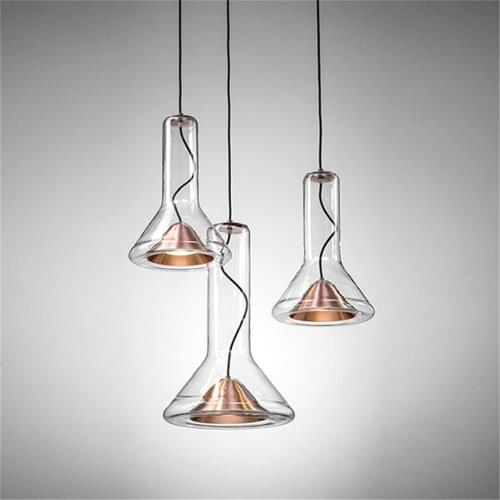 Postmodern minimalist glass bottle pendant light personality living room bar hotel bedroom hanging lamp suspension led luminaire