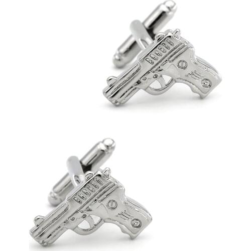 Mens Gun Cuff Link Copper Material Silver Color