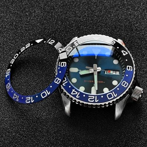 Sloped ceramic bezel insert GMT style Red/Blue bezel 38*30.6mm For Seiko SKX007 SKX175 for Rlx GMT-Master MOD watch parts